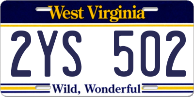 WV license plate 2YS502