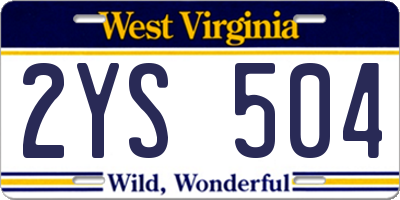 WV license plate 2YS504