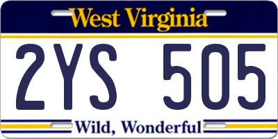WV license plate 2YS505