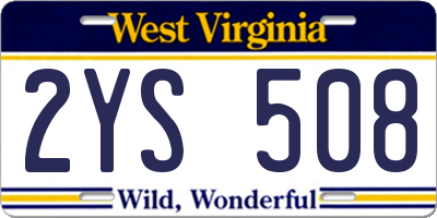 WV license plate 2YS508