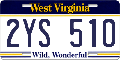 WV license plate 2YS510