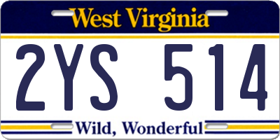 WV license plate 2YS514