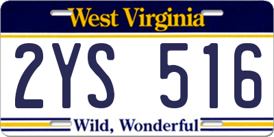 WV license plate 2YS516