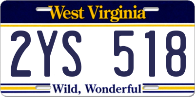 WV license plate 2YS518
