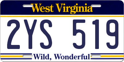 WV license plate 2YS519
