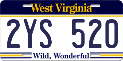 WV license plate 2YS520