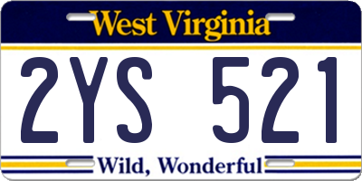 WV license plate 2YS521