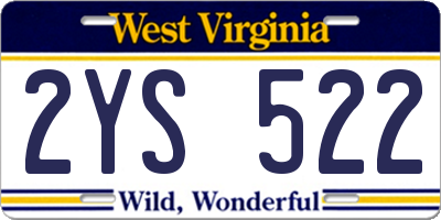 WV license plate 2YS522