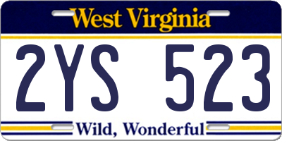 WV license plate 2YS523