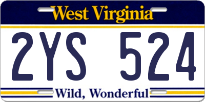 WV license plate 2YS524