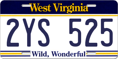 WV license plate 2YS525