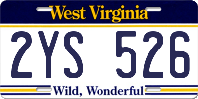 WV license plate 2YS526