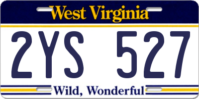 WV license plate 2YS527