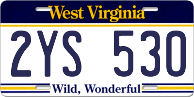 WV license plate 2YS530