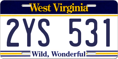 WV license plate 2YS531