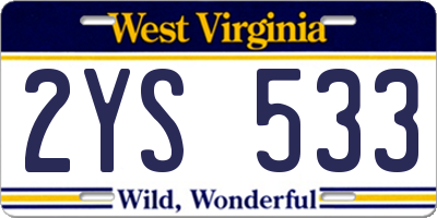 WV license plate 2YS533