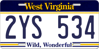 WV license plate 2YS534