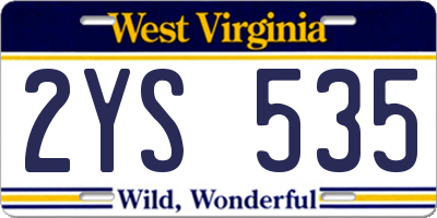 WV license plate 2YS535