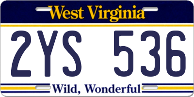 WV license plate 2YS536