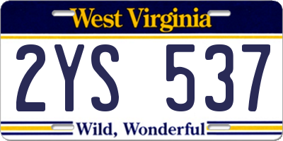 WV license plate 2YS537