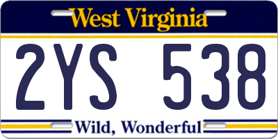 WV license plate 2YS538