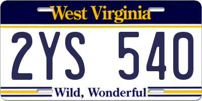 WV license plate 2YS540