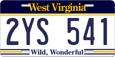WV license plate 2YS541