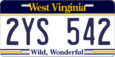 WV license plate 2YS542