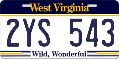 WV license plate 2YS543