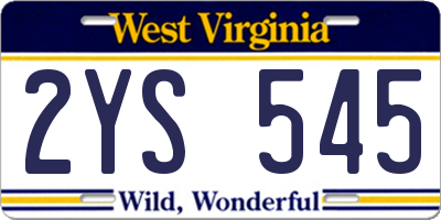 WV license plate 2YS545