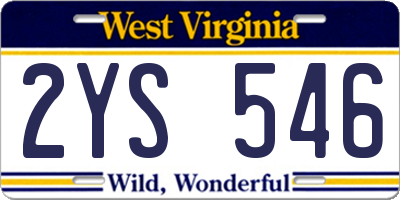 WV license plate 2YS546