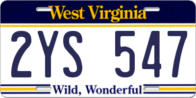WV license plate 2YS547