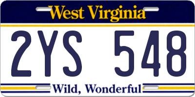 WV license plate 2YS548