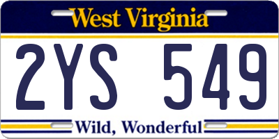 WV license plate 2YS549