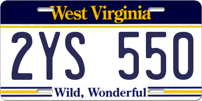 WV license plate 2YS550