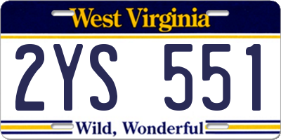 WV license plate 2YS551