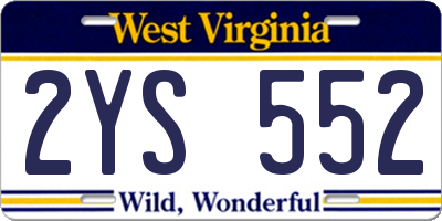 WV license plate 2YS552