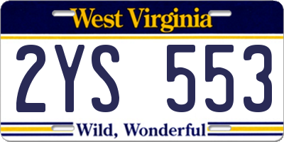 WV license plate 2YS553