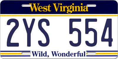 WV license plate 2YS554