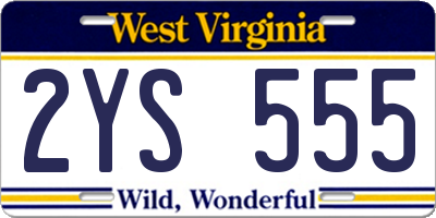 WV license plate 2YS555