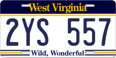 WV license plate 2YS557