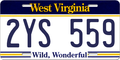 WV license plate 2YS559