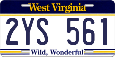 WV license plate 2YS561