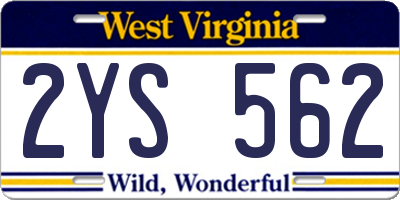 WV license plate 2YS562