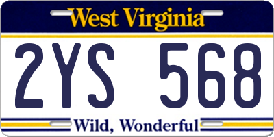 WV license plate 2YS568