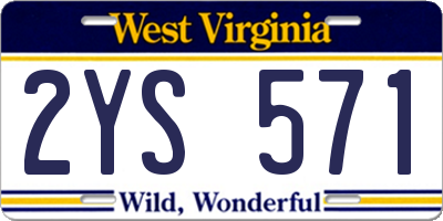 WV license plate 2YS571