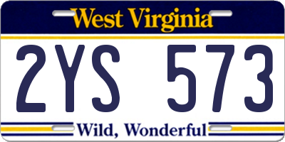 WV license plate 2YS573