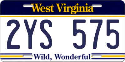 WV license plate 2YS575