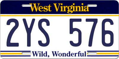 WV license plate 2YS576