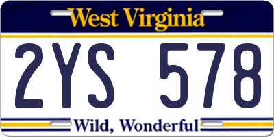 WV license plate 2YS578